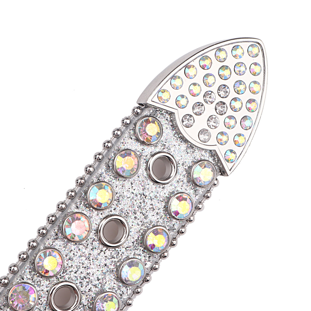 Silver Iridescent Crystal Rhinestone Western Belt