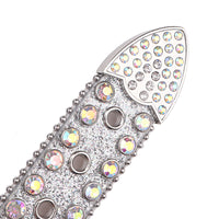 Silver Iridescent Crystal Rhinestone Western Belt
