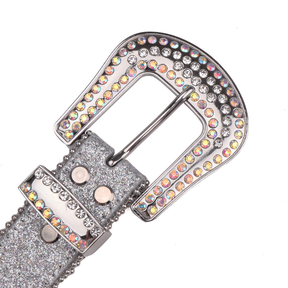 Silver Iridescent Crystal Rhinestone Western Belt