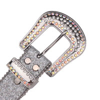 Silver Iridescent Crystal Rhinestone Western Belt
