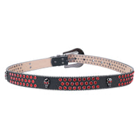 Black Rhinestone Skull Belt - Bling Crystal Studded Western Cowboy Buckle for Men & Women