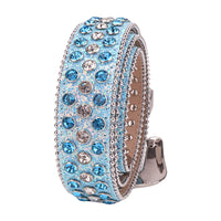 Turquoise Blue Crystal Rhinestone Western Belt with Silver Buckle