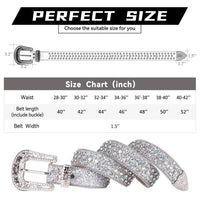 White Crystal Rhinestone Western Belt with Silver Buckle