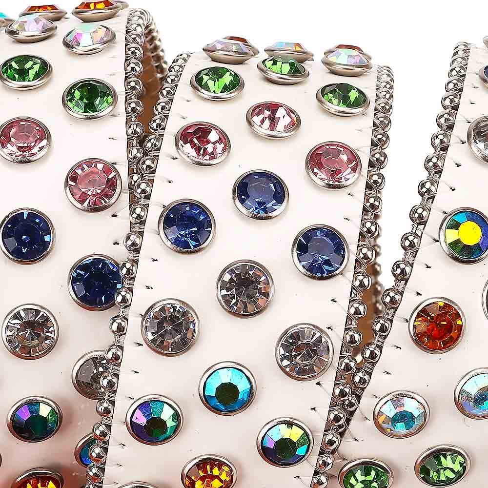 Globe Metal Buckle White Rhinestones Diamond Leather Waist Belt Earth World