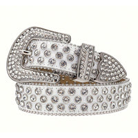 White Croc Rhinestone Belt with Clear Crystals - WHT-002 - image 2