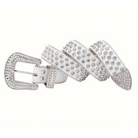 White Croc Rhinestone Belt with Clear Crystals - WHT-002 - image 3